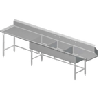 Thumbnail image #1 for Pacific Stainless Products TCDT96-24-16L Three-Compartment Sink Dishtable, 96" x 30", Right-Side Dish Machine, 16-Gauge 300 Series Stainless Steel