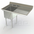 Thumbnail image #1 for AERO Manufacturing 3F1-2020-36R 1-Compartment Stainless Steel Sink, 20 x 20 x 14 in Compartment, 36 in Right Drainboard, 60-1/3 in W
