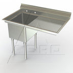 Thumbnail image #1 for AERO Manufacturing 3F1-2418-36R 1-Compartment Stainless Steel Sink, 18" x 24" x 14" Bowl, Right Drainboard, 58-1/3"W