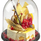 Thumbnail image #1 for JB Prince RB130 Round Plastic Plate Cover Dome, 6.9" Diameter x 6.7"H, Transparent with Black Base