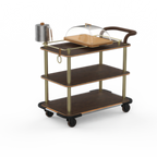 Thumbnail image #1 for Steelite Mogogo, Roll'n MGCRNX14WBXX Cheese Plate & Wine Cart with Mango Wood Shelves, Ice Bucket & Brushed Brass Finish