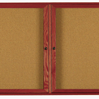 Thumbnail image #1 for AARCO Products CBC3672R Enclosed Wall-Mounted Bulletin Board, 72"W x 36"H, Red Oak Frame, 2 Swing Doors, Cork Back Panel