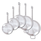Thumbnail image #1 for Alegacy Foodservice Products Optima SSFP8 Induction Fry Pan, 8-Inch, Uncoated Stainless Steel and Aluminum, Welded Handle