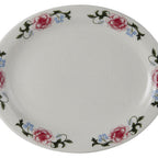Thumbnail image #1 for Tuxton China Wester Rose LCH-136 China Platter, 13-3/4" x 11-1/4", Oval, Narrow Rim, Eggshell 1 Dozen