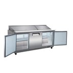 Thumbnail image #2 for Valpro Commercial Refrigeration VP Series VP72SM-HC Three-Door Stainless Steel Sandwich/Salad Mega Top Refrigerator, 72"W, 27-Pan