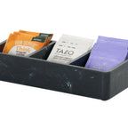 Thumbnail image #1 for Cal-Mil 1246-124 Rectangular Resin Serving Tray, Black Swirl Marble, 9.5"W x 4.375"D x 2.125"H