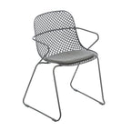 Thumbnail image #1 for Grosfillex US137713 Stackable Outdoor Armchair with Lattice Resin Back, Solid Resin Seat and Powder-Coated Steel Frame Case of 4