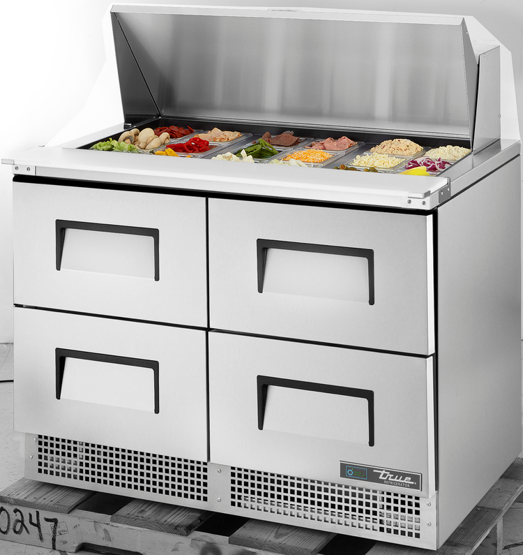 Product image #5 for True 48-Inch Two-Section Drawered Sandwich/Salad Prep Table with 4 Drawers, 18-Pan Top, R290 Hydrocarbon Refrigeration