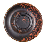 Thumbnail image #1 for Vertex China London Moonstone LMC-2 6-Inch Round Porcelain Saucer, Double Well, Matte Black/Terra Cotta Reactive Glaze Case of 3 Dozen