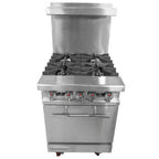 Thumbnail image #1 for Connerton CN24-4 24-Inch Gas Restaurant Range with 4 Open Burners, Standard Oven, Stainless Steel Front & Sides, and Backriser Hi-Shelf