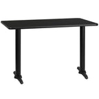 Thumbnail image #1 for Flash Furniture XU-BLKTB-3048-T0522-GG Rectangular Laminate Table, 48"W x 30"D x 31-1/8"H, Black, T-Base