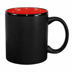 Thumbnail image #1 for International Tableware Hilo 87168-2904/05MF-05C 11 oz Stoneware Coffee Mug, Black Matte Exterior, Red Interior, C-Handle 1 Dozen