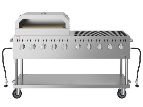 Product image #5 for KoolMore 36-Inch Commercial Outdoor Propane Grill and Pizza Oven Combo, 10-Burner Mobile Stainless Steel Charbroiler