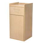 Thumbnail image #1 for Alpine Industries ALP476-MEO 40 Gallon Wood Veneer Bar Trash Receptacle Enclosure with Drop Hole and Tray Shelf, Medium Oak