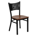 Thumbnail image #1 for Flash Furniture Hercules XU-DG-60099-COF-CHYW-GG Restaurant Chair, Metal Back with Coffee Cutout, Cherry Finish Plywood Seat