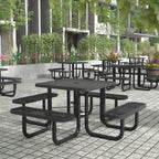 Thumbnail image #2 for Flash Furniture SLF-EMS-46-BK-GG Outdoor Square Picnic Table, 46 x 46 in, Heavy-Gauge Expanded Metal Mesh, Steel Frame, Umbrella Hole