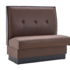 Thumbnail image #1 for ATSMFG ATS AT&S-QAS-W42-3B-BRN Single Restaurant Booth, Brown Upholstery, 3-Button Tufted, Dark Walnut Elm Wood Top & End Caps