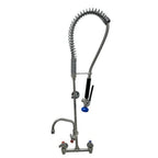 Thumbnail image #1 for Fisher 52949 Wall-Mount Pre-Rinse Add-On Faucet, Spring Style, 8-Inch Swing Spout, Lever Handles, Stainless Steel