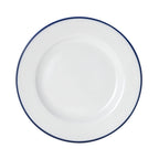 Thumbnail image #1 for Mikasa Hospitality (Lifetime Brands, Inc.) Bistro 5256481 7" Round Vitrified Porcelain Plate, Wide Rim, White with Blue Band Case of 36