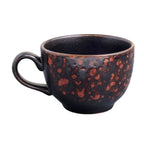 Thumbnail image #1 for Vertex China London Moonstone LMC-1 Porcelain Coffee Cup, 8 oz, Handle, Matte Black/Terra Cotta Reactive Glaze Case of 3 Dozen