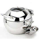 Thumbnail image #1 for Eastern Tabletop Crown 39311G Induction Soup Chafer, 11 qt., Round Stainless Steel, Hinged Glass Lid
