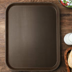 Thumbnail image #2 for New Star Foodservice Inc. 25125 Non-Slip Plastic Serving Tray, Rectangular, 14 x 18 in, Brown Case of 12