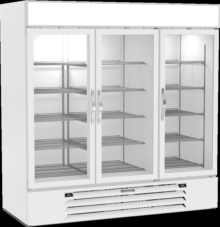Product image #6 for Beverage Air MarketMax Dual-Temp 3-Section Reach-In Glass Door Merchandiser Refrigerator/Freezer
