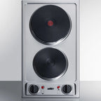 Thumbnail image #5 for Summit Commercial CSD2B230 Commercial Built-In Two-Burner Electric Cooktop with Sealed Cast Iron Elements, Stainless Steel, 230V