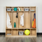 Thumbnail image #1 for Flash Furniture Hercules MK-LCKR001-GG 5-Section Wooden School Coat Locker with Bench, Cubbies & Storage Organizer, 48"H x 48"W x 15"D