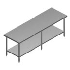 Thumbnail image #1 for Pacific Stainless Products WKT12030IS Stainless Steel Work Table, 120"W x 30"D, Flat Top, Open Undershelf, 16-Gauge 304 Stainless Top
