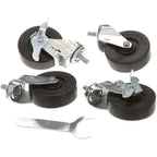 Thumbnail image #1 for AllPoints Foodservice Parts & Supplies Mavrik 8009561 Caster Set, 4" Black Plastic Wheels, 2 Braked/2 Unbraked, 1/2-13 Threaded Stems