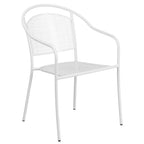 Thumbnail image #1 for Flash Furniture CO-3-WH-GG Outdoor White Steel Armchair, Curved Cutout Back and Rain Flower Seat and Back Design