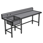 Thumbnail image #1 for Pacific Stainless PTS7230C8L20 72" x 30" Stainless Steel Work Table with Left 20" x 20" Prep Sink, 8" Backsplash, Open Crossrails