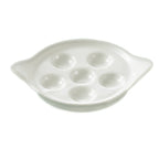 Thumbnail image #1 for CAC China Bakeware ESD-9 Porcelain Escargot Dish, 6 Holes, 8", Round with 2 Handles Case of 3 Dozen