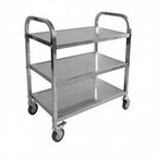 Thumbnail image #1 for CAC China UCSS-34 3-Shelf Stainless Steel Utility Bus Cart, 33.5W x 17.5D x 35H in, 4 Casters, 2 Brakes