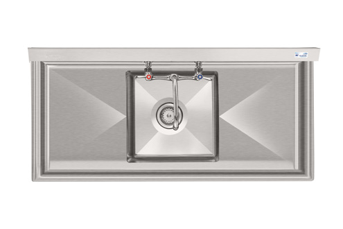 Product image #6 for KoolMore 45-Inch 1-Compartment Commercial Sink with Dual Drainboards and Backsplash
