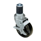 Thumbnail image #1 for Component Hardware CMS1-5KBN 5-Inch Rubber Swivel Stem Caster with Side Brake, 250 lb Capacity