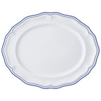 Thumbnail image #1 for Steelite International Folio, Porcelain 62579FP817 Porcelain Oval Platter, Adelina Double Line Blue, 13 x 10.5 x 1 in 1 Dozen