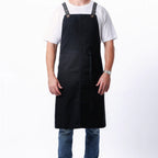Thumbnail image #1 for Chef Works ACS01S-JBK-0 Bib Snap Chef Apron, 40.4"L x 39"W, 100% Cotton, Jet Black, 2 Pockets