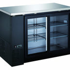 Thumbnail image #1 for Drago DRBB48GS 48.9-Inch 2-Door Sliding Glass Back Bar Cooler, 12 cu. ft., Black Exterior, Stainless Steel Top