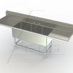 Thumbnail image #1 for AERO Manufacturing Aerospec 2F3-2116-30LR 3-Compartment Stainless Steel Sink, 111"W x 27"D, 14-Gauge 304, Left/Right 30" Drainboards