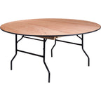 Thumbnail image #1 for Flash Furniture YT-WRFT66-TBL-GG 66-Inch Round Folding Banquet Table, 30-Inch High, Plywood Top