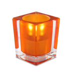 Thumbnail image #1 for Sterno Classic Elegance 80240 Square Orange Frost Glass Candle Lamp, 4" H, for Liquid Wax Candles