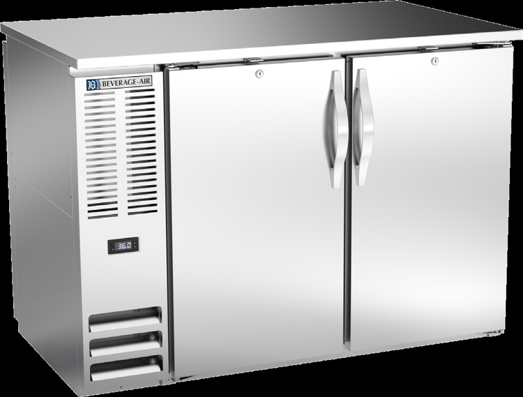 Product image #2 for Beverage-Air BBN48HC-F-PT-S Two-Section Pass-Thru Open Food Rated Back Bar Refrigerator, 48-Inch, 4 Solid Doors