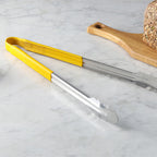 Thumbnail image #2 for New Star Foodservice Inc. 35834 Utility Spring Tongs, 16-Inch Stainless Steel, Yellow Vinyl-Coated Handle Case of 6