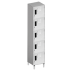 Thumbnail image #1 for Tarrison Products Ltd. TS-L12605P Freestanding Stainless Steel Locker, Single Column, 5 Compartments, Beige, 12"W x 15"D x 67"H