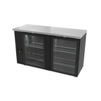 Thumbnail image #1 for Asber ABBC 24 72G 72-Inch Three-Door Glass-Door Back Bar Cooler, Self-Contained Refrigeration, Stainless Steel Top, Black Exterior