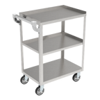 Thumbnail image #1 for GSW C-3111 Stainless Steel Bus Cart, 3 Solid Shelves, 200 lb Capacity, 27"W x 15-1/2"D x 33-1/2"H