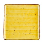 Thumbnail image #1 for CAC China TUS-SQ16-SFL 10-Inch Square Porcelain Plate, Curved Edge, Reactive Glaze, Sunflower 1 Dozen