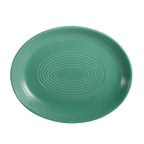 Thumbnail image #1 for CAC China Tango TG-13C-G Porcelain Oval Coupe Platter, 11-1/2"L x 9-1/4"W x 1-1/2"H, Embossed, Green 1 Dozen